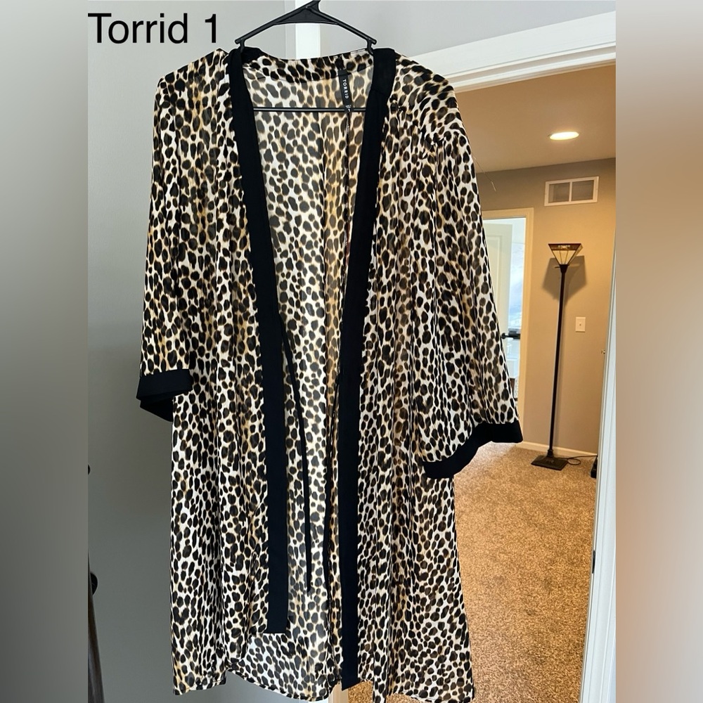 Leopard Print Swimming Coverup with Black Trim